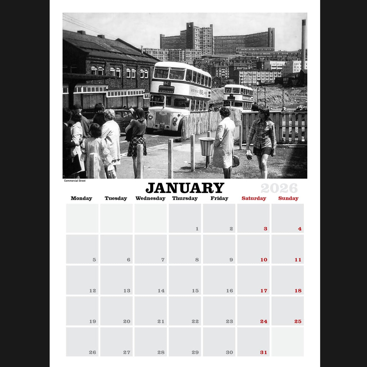 Old Sheffield Calendar 2026, inners showing January