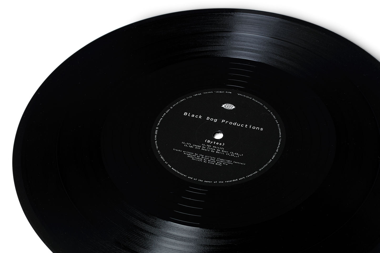 Bytes by Black Dog Productions - 2023 remaster pressed on black vinyl (close-up) [WARPLP8R]