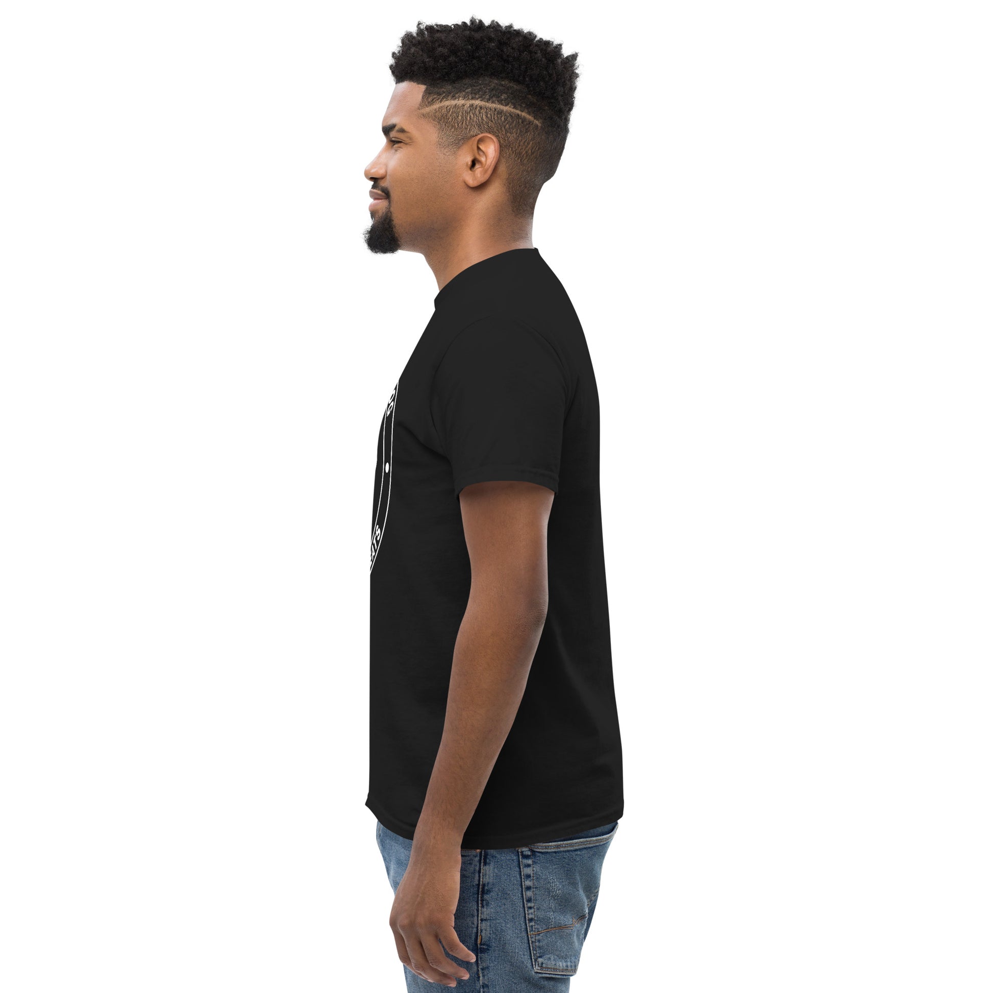 Man wearing a black t-shirt with white Brutal Beats Logo